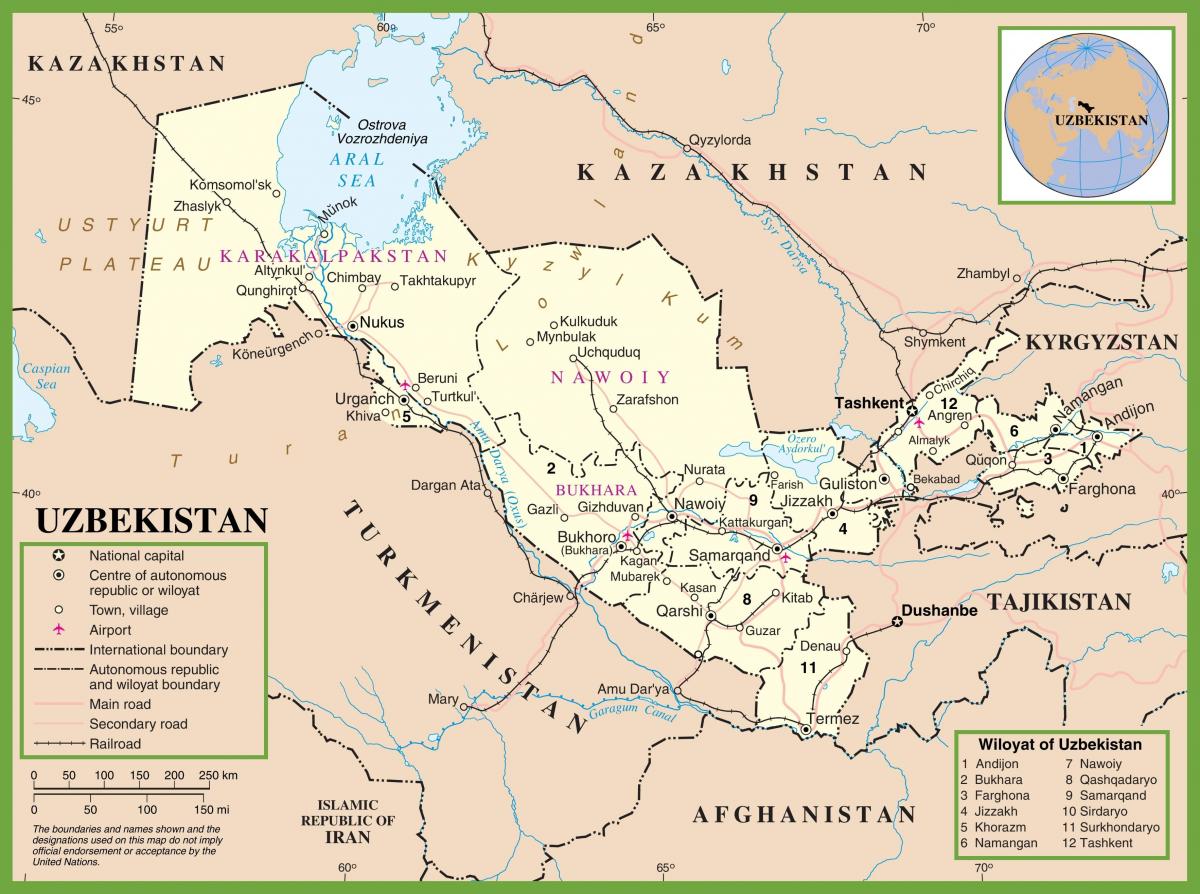 harta e Uzbekistan politike 