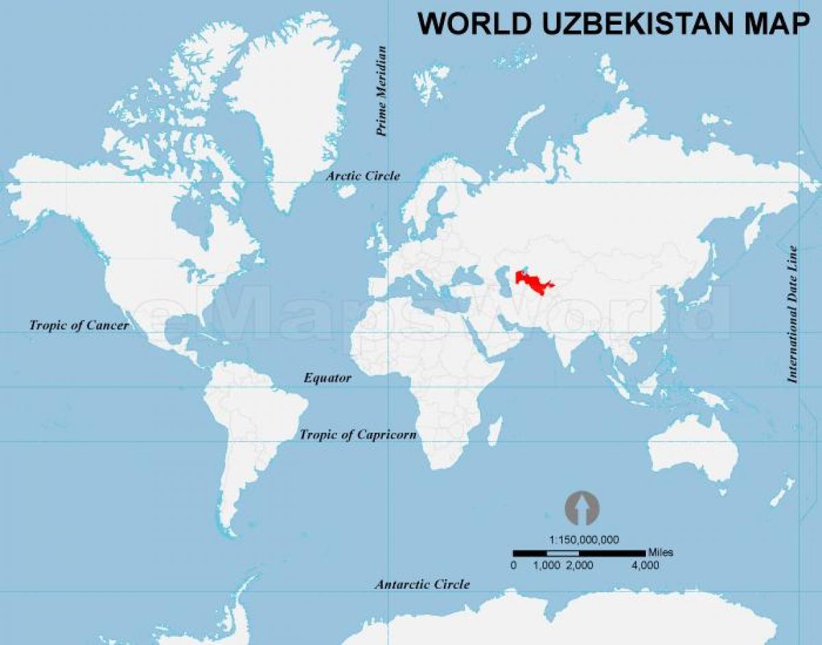 Uzbekistan vendndodhjen në hartë të botës